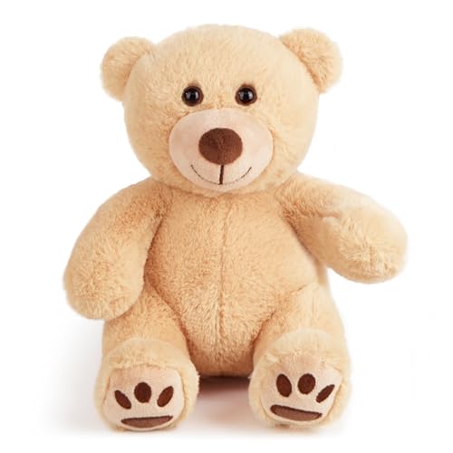 LotFancy Teddybär Plüschtier Kuscheltiere 30 cm, Teddy Bär Klein Braunbär Süße Stofftier Spielzeug, Geschenke für Kinder Mädchen Freundin, Geburtstag Valentinstag, Hellbraun von LotFancy