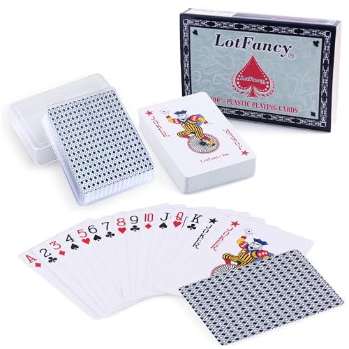 LotFancy 2X Plastik Pokerkarten, 54 wasserdichte Spielkarten, Poker Kartendeck aus Kunststoff, Profi Standard Playing Cards von LotFancy