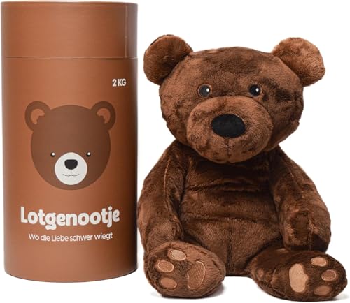Lotgenootje Weighted Stuffed Animal Bär | 45cm, 2kg | Therapeutisches Plüsch für Entspannung & Tiefendruckkomfort | Für Kinder & Erwachsene | Zertifizierte Premium-Qualität & Sicherheit (Bär) von Lotgenootje