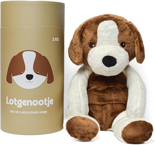Lotgenootje Weighted Stuffed Animal Hund | 45cm, 2kg | Therapeutisches Plüsch für Entspannung & Tiefendruckkomfort | Für Kinder & Erwachsene | Zertifizierte Premium-Qualität & Sicherheit (Hund) von Lotgenootje