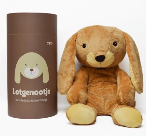Lotgenootje Weighted Stuffed Animal Kaninchen | 45cm, 2kg | Therapeutisches Plüsch für Entspannung & Tiefendruckkomfort | Für Kinder & Erwachsene | Zertifizierte Premium-Qualität & Sicherheit von Lotgenootje