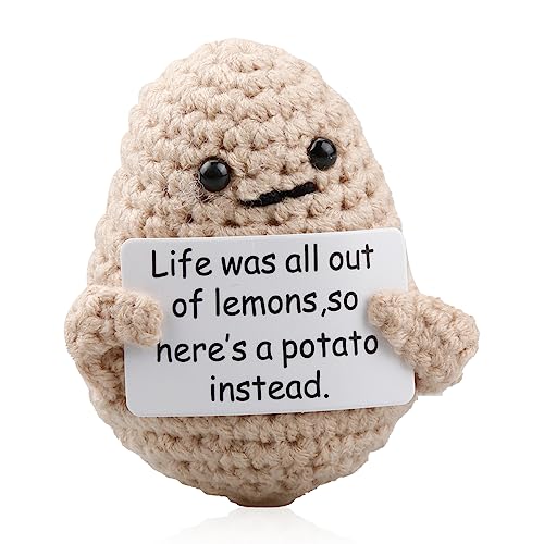 Lotsdonxia Lustiger positiver Kartoffel-Plüsch, einzigartiges Geschenk für Kinder und Erwachsene, Affirmationsdekoration, 7,6 cm, handgefertigt, gehäkelt, Kartoffelpuppe mit Motivationskarte (L) von Lotsdonxia