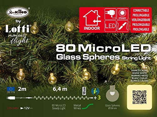 Lotti Kette Glaskugeln transparent Durchmesser 18 mm 80 Microled Warmweiß, Mehrfarbig, 8024199048447 von Lotti