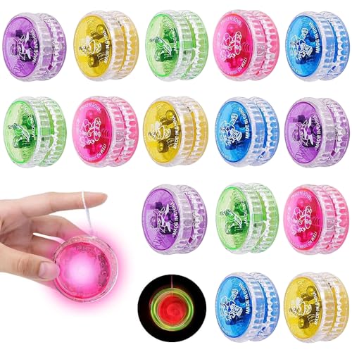 Lotvic 15 Stück LED Licht Yoyo, Kunststoff Responsive Yoyo, Responsive JoJo, für Anfänger Geburtstag Party Gastgeschenk, Zufällige Farben von Lotvic