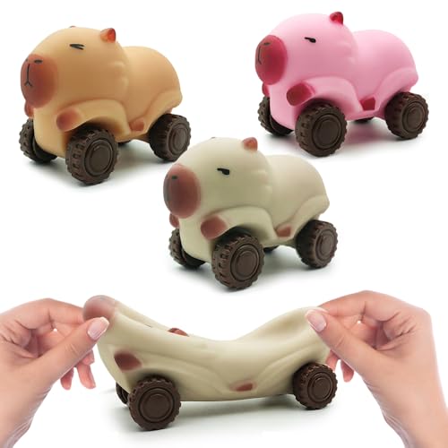 Lotvic Anti Stress Spielzeug, 3 Stück Capybara Stressspielzeug mit Rädern, Squeeze Toy, Soft Capybara Toys Anti Stress, für Erwachsene und Kinder von Lotvic