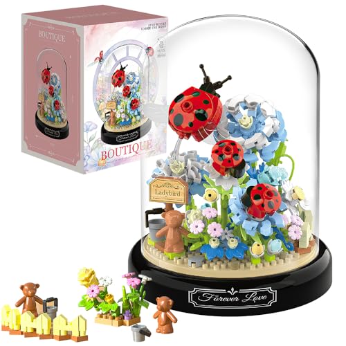 Lotvic Blumen Bausteine Set, 596 Teile Siebenpunkt-Marienkäfer Blumen Micro Mini Baustein Set mit Staubdichte Kuppel und Sockel, Kunstpflanzen Bausteine für Erwachsene, Heimdekoration Lotvic Blumen Bausteine Set, 596 Teile Siebenpunkt-Marienkäfer Blumen Micro Mini Baustein Set mit Staubdichte Kuppel und Sockel, Kunstpflanzen Bausteine für Erwachsene, Heimdekoration von Lotvic