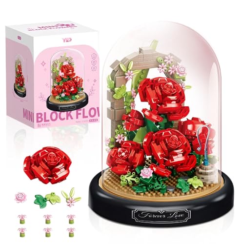 Lotvic Blumen Bausteine Set, Rote Rose Blumenstrauß mit Schutzhülle, Mini Baustein Set, Kunstpflanzen Bausteine für Erwachsene, Blumen Bauspielzeugset, Home und Zimmer Deko, 574 PCS Lotvic Blumen Bausteine Set, Rote Rose Blumenstrauß mit Schutzhülle, Mini Baustein Set, Kunstpflanzen Bausteine für Erwachsene, Blumen Bauspielzeugset, Home und Zimmer Deko, 574 PCS von Lotvic