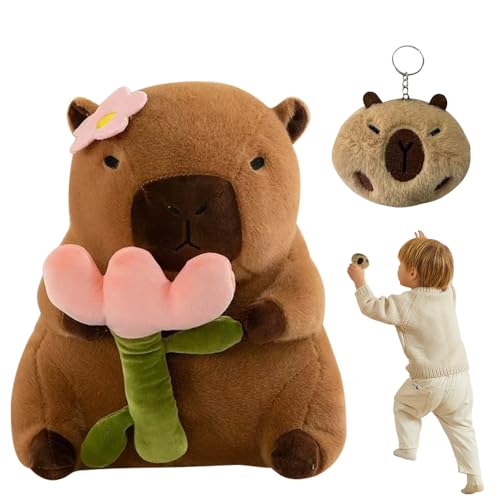 Lotvic Capybara Kuscheltier 30cm, Simulation Capybara Plüschtier, Capybara Stofftier mit Schlüsselanhänger, Niedlichen Capybara Plushie, Capybara Plüsch Kuscheltier, Geschenke für Jungen und Mädchen von Lotvic