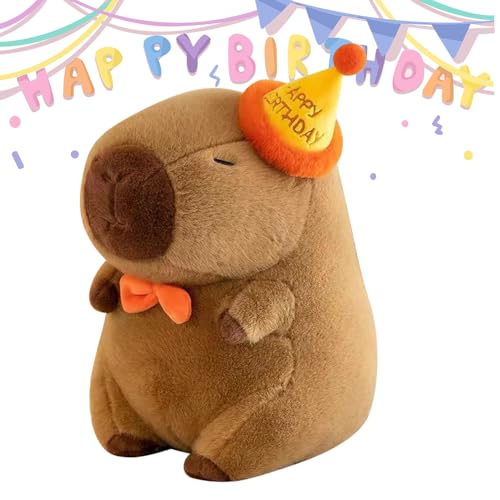 Lotvic Capybara Plüschtier, 30cm Capybara Kuscheltier mit Geburtstagshut, Wasserschwein Plüschtier, Capybara Plushie Puppen, Geschenk für Kinder Freund Geburtstag, Weihnachten Lotvic Capybara Plüschtier, 30cm Capybara Kuscheltier mit Geburtstagshut, Wasserschwein Plüschtier, Capybara Plushie Puppen, Geschenk für Kinder Freund Geburtstag, Weihnachten von Lotvic