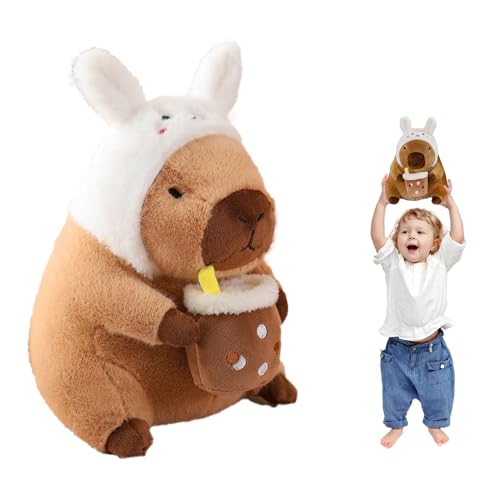 Lotvic Capybara Plüschtier, 30cm Capybara Kuscheltier mit weißer Hasenmütze, Wasserschwein Kuscheltier, für Geburtstags Geschenk, Home Deko Lotvic Capybara Plüschtier, 30cm Capybara Kuscheltier mit weißer Hasenmütze, Wasserschwein Kuscheltier, für Geburtstags Geschenk, Home Deko von Lotvic