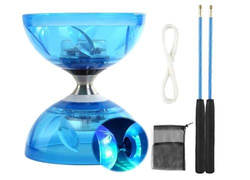 Lotvic Diabolo Freizeitsport Jonglier-Set mit Licht, Freiläufer mit Kugellager, Diabolo Jonglierset, Jonglier-Set mit Handsticks aus Aluminium und Ersatzschnur, Geschenk für Kinder & Anfänger, Blau Lotvic Diabolo Freizeitsport Jonglier-Set mit Licht, Freiläufer mit Kugellager, Diabolo Jonglierset, Jonglier-Set mit Handsticks aus Aluminium und Ersatzschnur, Geschenk für Kinder & Anfänger, Blau von Lotvic