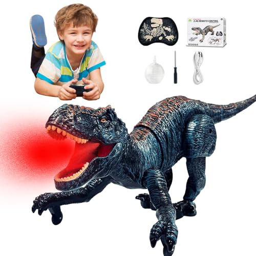 Lotvic Ferngesteuerter Dinosaurier Spielzeug, Elektronik T-Rex Dino Spielzeug mit Sprühen, Lichtern, Brüllen und Gehen, RC Dino Roboter, Geschenk für Jungen und Mädchen von Lotvic