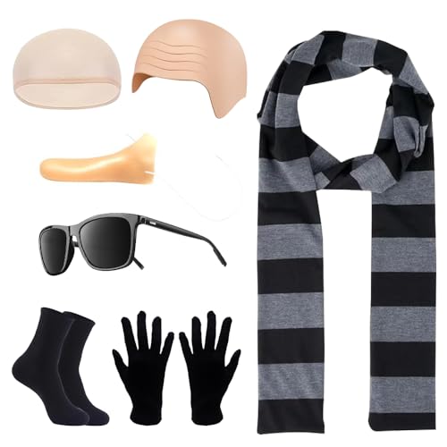 Lotvic 7 Stück Karneval Kostüm Herren Männer, Kahl Kostüm mit Falscher Nase, Glatzenkappe, Schal, Brille, Handschuhe, Socken, Gelbes Kostüm Set für Karneval Fasching Mottopart y Cosplay Lotvic 7 Stück Karneval Kostüm Herren Männer, Kahl Kostüm mit Falscher Nase, Glatzenkappe, Schal, Brille, Handschuhe, Socken, Gelbes Kostüm Set für Karneval Fasching Mottopart y Cosplay von Lotvic