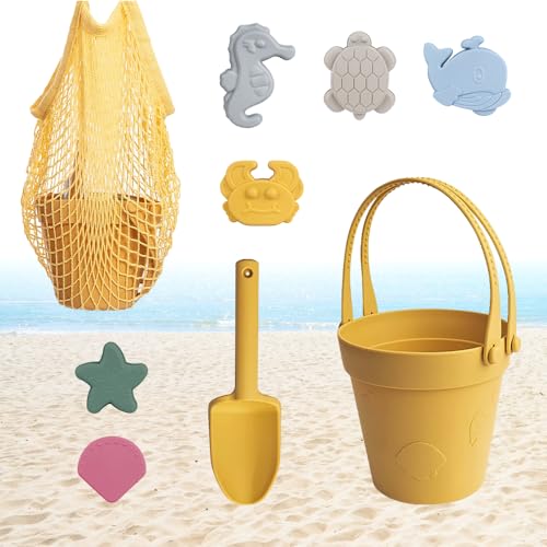 Lotvic Sandspielzeug Set, 8 Stück Sandspielzeug Set aus Silikon, Strand-Sandspielzeug-Set für Kinder, Schaufeln Rollers-Sandspielzeug Kinder für Kinder, Jungen und Mädchen von Lotvic