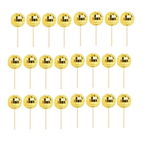 Loufy 24 Stück Disco Ball Cupcake Toppers Disco Ball Cupcake Picks reflektierend Cake Toppers Disco Dekorationen Gold Loufy 24 Stück Disco Ball Cupcake Toppers Disco Ball Cupcake Picks reflektierend Cake Toppers Disco Dekorationen Gold von Loufy