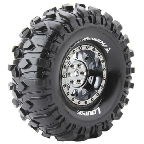 LOUISE RC LT3233VBC Crawler 1.9 CR-Rowdy Reifen & Felgen, Schwarz, Chrom, 2 Stück von Louise