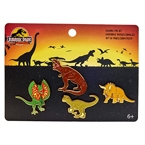 Loungefly PIN - Juarassic Park Pin Set - Jurassic Park Emaille-Nadeln - Amazon-Exklusiv - Niedliche Brosche Zum Sammeln - Für Rucksäcke & Taschen - Geschenkidee - Offizielle Handelswaren von Loungefly