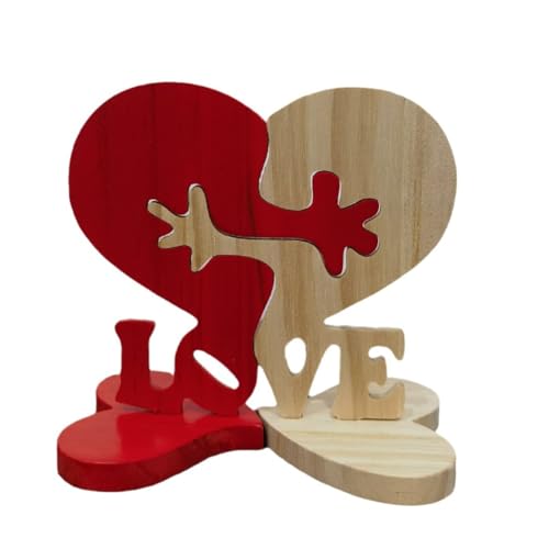 Louttary 1 Stück Liebe, Puzzleblock aus Holz, dekorative Ornament, Skulptur, Ornament, dekorativer Skulpturblock von Louttary
