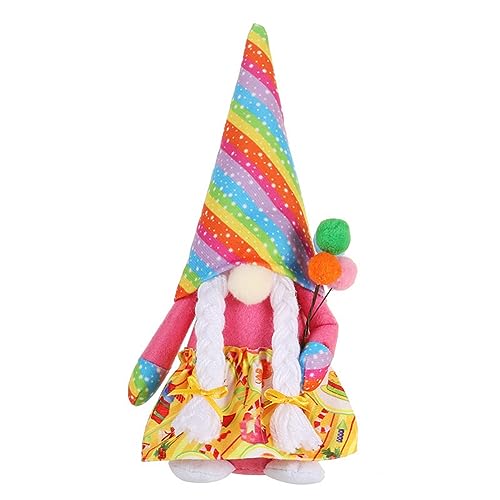 Louttary 1 Stück Regenbogenhut Gesichtslose Rudolph-Puppe Zwergenfamilie Tischpuppen Weiblich von Louttary