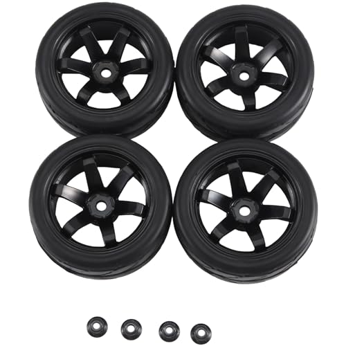 Louttary 4 Stück 12-Mm-Sechskantfelgen und Gummireifen mit Einem Außendurchmesser Von 2,59 für RC 1/10 On-Road-Tourenwagen-Ersatzteile E von Louttary