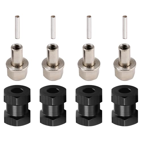 Louttary 4 Stück 12 mm Sechskant-Radnaben-Antriebsadapter 15 mm Verlängerung für Auto 1/10 RC Chenille SCX10 D90, Schwarz von Louttary