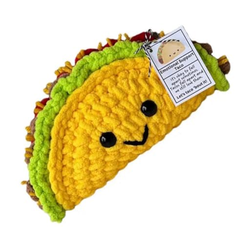 Louttary Häkelpuppe Emotionale Unterstützung Mini Taco Cartoon Niedlich Häkelpuppe Taco Plüsch Aufziehen Die Moral Spielzeug Strickpuppe von Louttary