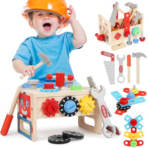 Lovchil Werkzeugkoffer Kinder Werkbank Kinderspielzeug ab 2 Jahre, 37 Stück Kinderwerkzeug Montessori Holzspielzeug Pädagogisches Rollenspiel Geschenk Junge Mädchen 2 3 4 Jahre Lovchil Werkzeugkoffer Kinder Werkbank Kinderspielzeug ab 2 Jahre, 37 Stück Kinderwerkzeug Montessori Holzspielzeug Pädagogisches Rollenspiel Geschenk Junge Mädchen 2 3 4 Jahre von Lovchil