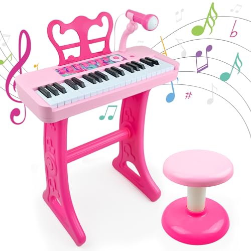 Love&Mini Kinder-Klaviertastatur – 37 Tasten, bestes Musikinstrument, Spielzeug, rosa Spielzeug-Tastatur mit Hocker und Mikrofon, tragbares elektronisches Klavier für Anfänger, Weihnachten, Geburtstag Love&Mini Kinder-Klaviertastatur – 37 Tasten, bestes Musikinstrument, Spielzeug, rosa Spielzeug-Tastatur mit Hocker und Mikrofon, tragbares elektronisches Klavier für Anfänger, Weihnachten, Geburtstag von Love&Mini