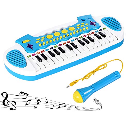 Love&Mini Kinder Klaviertastatur für Baby - Musikspielzeug für Baby Jungen Mädchen 3 4 5 Jahre alt Geburtstagsgeschenk mit Mikrofon 31 Tasten (Marineblau, 3-5 Jahre) von Love&Mini