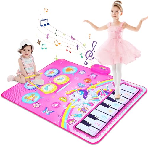 Love&Mini Kleinkindspielzeug für 3 Jahre alte Mädchen – Baby-Musik-Klaviermatte Spielzeug mit 2 Trommelstöcken, Boden-Klaviermatte, erste Geburtstagsgeschenke für Kinder, Spielzeug ab 3 Jahren von Love&Mini