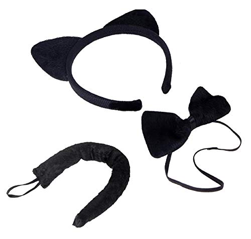 Lot schwarze Katze Kostüm - Verkleidung - Karneval - Halloween Stirnband Ohren Schmetterling Noir Chat - Unisex - Kinder - Erwachsene - Mann - Frau - Geschenkidee für Weihnachten und Geburtstag von LoveLegis