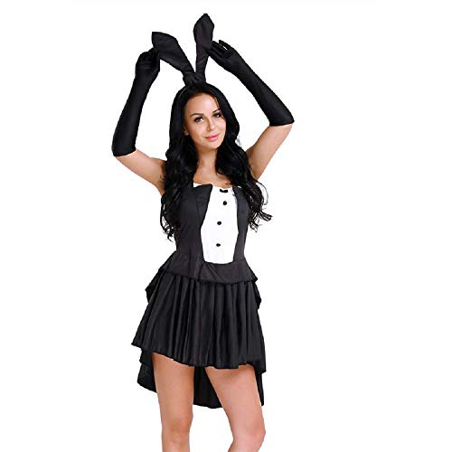 LoveLegis Sexy Magier Illusionist Bunny Kostüm Prestige Spiele - Frau Mädchen - Verkleidung - Karneval - Halloween - Cosplay - Zubehör - Schwarz-Weiß-Farbe - Größe l von LoveLegis
