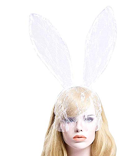 LoveLegis Weiß - Haarband - Hasenohren - mit Taschentuch - Spitze - sexy - Frau - Verkleidung - Halloween - Karneval - Geschenkidee für Weihnachten und Geburtstag von LoveLegis