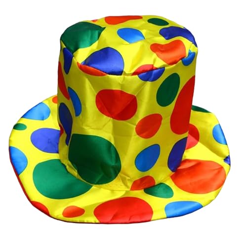 Lovelegis Clownhut mit Zylinder, festlich, Unisex, gelb, mit bunten Punkten, für Kostüme, Partys und Feiern, Karneval, Halloween, Erwachsene von LoveLegis