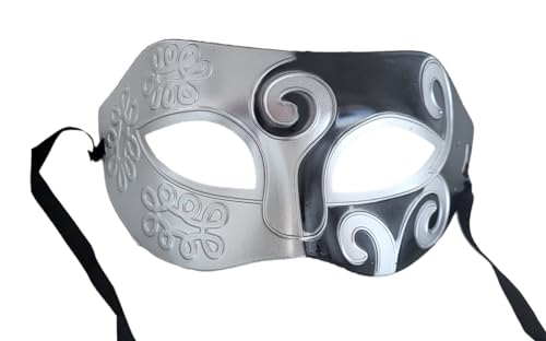 Lovelegis Elegante Venezianische Maske in Silber und Schwarz mit klassischem Design und verstellbarem Band, perfekt für Karneval, Halloween, Mottopartys und Maskenbälle, für Herren und Damen von LoveLegis