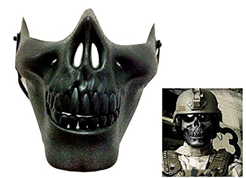 Militär Kostüm Maske - Verkleidung - Karneval - Halloween - cs - Counterstrike - Skelett - Halbschädel - Knochen - uns Armee - schwarz - Erwachsene - Mann - Weihnachten Geburtstagsgeschenkidee von LoveLegis
