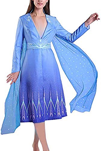Prinzessin Kostüm für Damen - Erwachsene - Elsa - Karneval - Verkleidung - Halloween - 2 - Cosplay - Geschenkidee - Geburtstag - Farbe blau - Größe L von LoveLegis