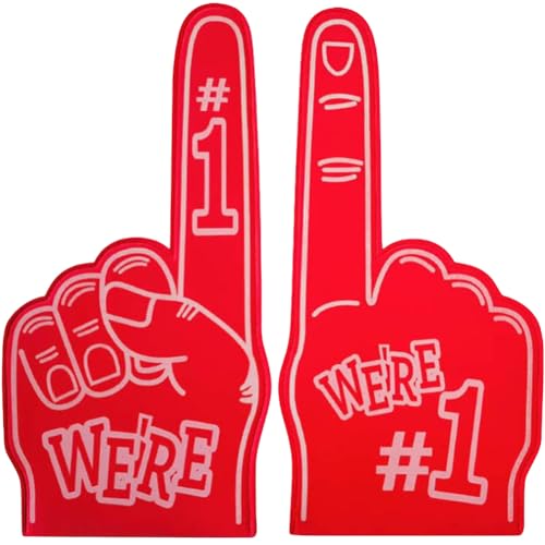 Lovehomily 1 Stück Riesen-Finger-Handfläche, Siegesgeste Nr. 1, Spiele-Cheer-Handschuhe, Cartoon-Riesen-Jubel-Nr. 1-Finger, Sport-Event, Spiele, Feier, Cheer-Requisiten (rot) von Lovehomily