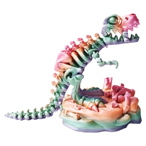 Lovehomily 3D-gedrucktes, einteiliges Skelett, Tyrannosaurus Rex, bewegliche Gelenke, stehend, großer Mund, Dinosaurier-Modell, Ornament, Flexibles bewegliches Dinosaurier-Spielzeug, kreativ von Lovehomily
