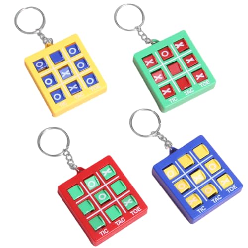 Lovehomily Mini-Tic-Tac-Toe-Schlüsselanhänger, bunt, tragbar, Geburtstagsgeschenk, 4 Stück/Set, Tic-Tac-Toe-Anhänger, Spielzeug mit Schlüsselring oder for Kinder von Lovehomily