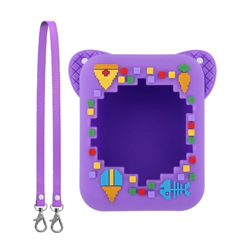 Lovehomily Silikon-Schutzhülle mit Umhängeband, schützender Aufbewahrungshalter, stoßfest, Anti-Drop, 3D-Lebensmitteldruck for Bitzee Digital Pet Interactive Virtual Toy (lila) von Lovehomily