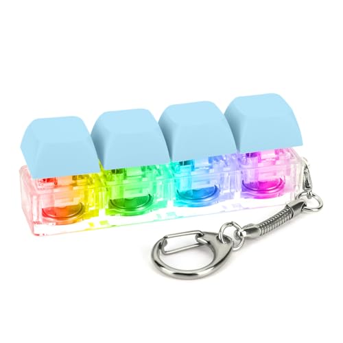 Lovehomily Tastatur--Schlüsselanhänger, 4 Tasten, Tastatur-Dekompressionsspielzeug mit LED-Lichttaste, Stressabbau, DIY mechanisches Schlüsselspielzeug for Erwachsene, um Stress abzubauen, s von Lovehomily