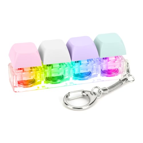 Lovehomily Tastatur-Zappel-Schlüsselanhänger, 4 Tasten, Tastatur-Dekompressionsspielzeug mit LED-Lichttaste, Stressabbau, DIY-Tastaturwürfel-Spielzeug for Erwachsene, um Stress abzubauen, SI von Lovehomily