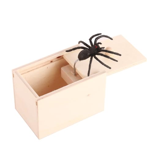 Lovehomily hölzerne Streich-Spinnen-Schreckensbox, Streichsachen, Spielzeuge, handgefertigte hölzerne Spinnen-Geld-Überraschung in Einer Box, praktische Scherzspielzeuge, die originelle Spin von Lovehomily