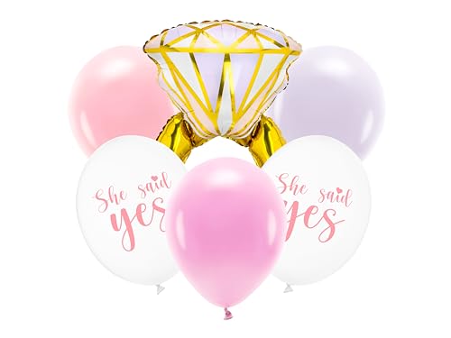Ballonset "She Said Yes" 6 teiliges Set mit Folienballon Ring 60 x 95 cm, pastellfarbenen Latexballons 30 cm perfekte Dekoration für süße Verlobung party Junggesellinnenabschied Brautparty Hochzeit Ballonset "She Said Yes" 6 teiliges Set mit Folienballon Ring 60 x 95 cm, pastellfarbenen Latexballons 30 cm perfekte Dekoration für süße Verlobung party Junggesellinnenabschied Brautparty Hochzeit von Lovely Balloon