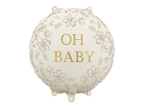 Folienballon „Oh Baby“ 45 cm – Wiederverwendbar, Helium geeignet, Babyshower Dekoration, Gender Reveal, Geburt, Babyparty – Rund, Goldene Schrift – 1 Stück (Folienballon Scheibe Oh Baby) von Lovely Balloon