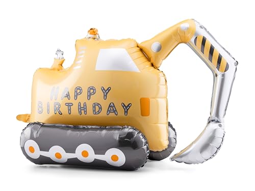 XXL Bagger Folienballon selbststehend Helium Luftballon Baustelle Kindergeburtstag & Partydeko stabil & langlebig Geschenk für Jungen & Mädchen, wiederverwendbar (Folienballon Bagger) von Lovely Balloon