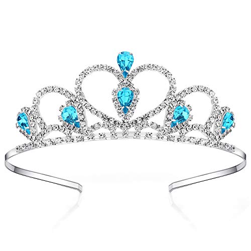 Lovelyshop Blau Gems Strass Tiara für kleines Mädchen in Halloween Geburtstagsprinzessin von Lovelyshop