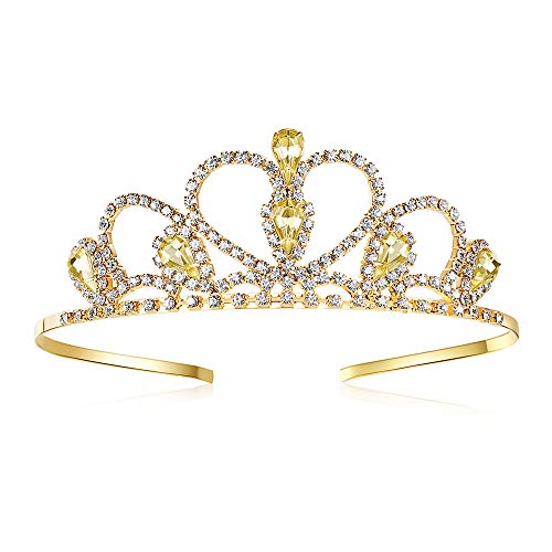 Lovelyshop Gelbe Edelsteine Gold Tiara für kleines Mädchen in Halloween Geburtstag Prinzessin Party Karneval von Lovelyshop