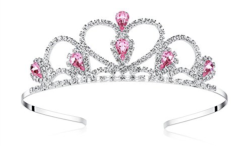 Lovelyshop Rosa Gems Strass Tiara für kleines Mädchen in Halloween Geburtstag Prinzessin Party von Lovelyshop